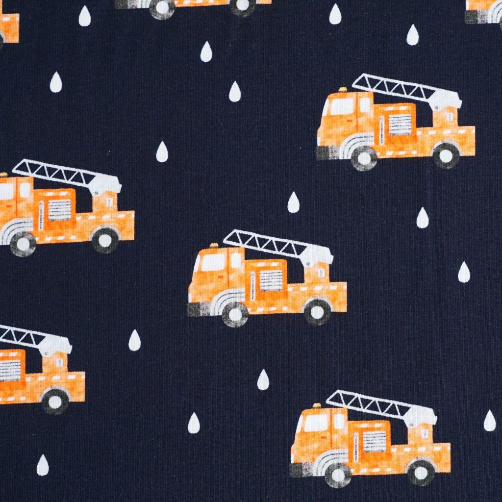 Baumwolljersey Feuerwehrautos dunkelblau